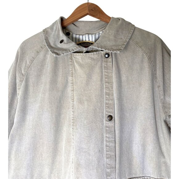 The Australian Outback Collection Duster Long Coat Khaki Washed Snap Size Medium - Picture 2 of 16